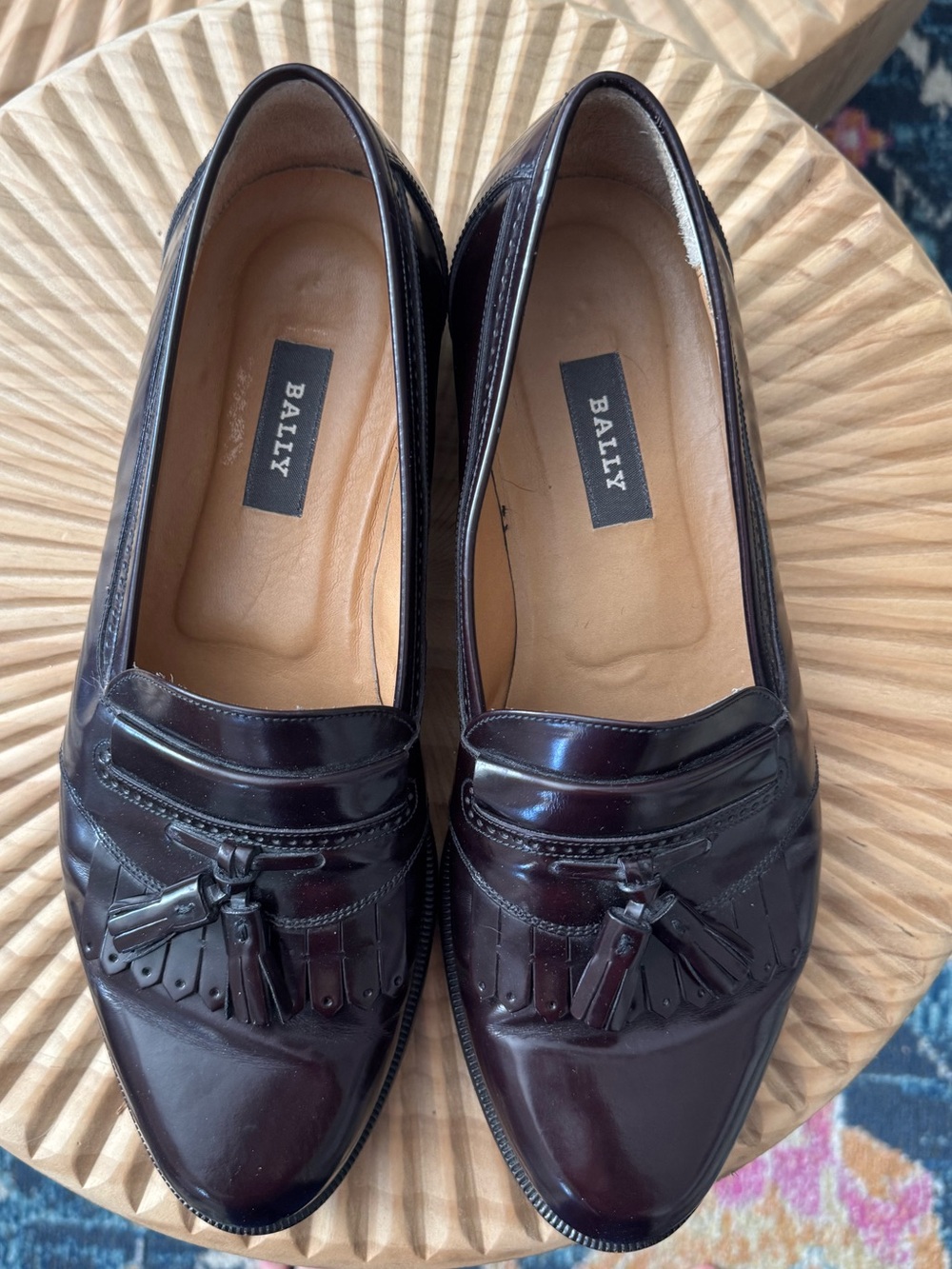 Bally Moresco Leather Kiltie Tassel Loafer Burgundy 10 D